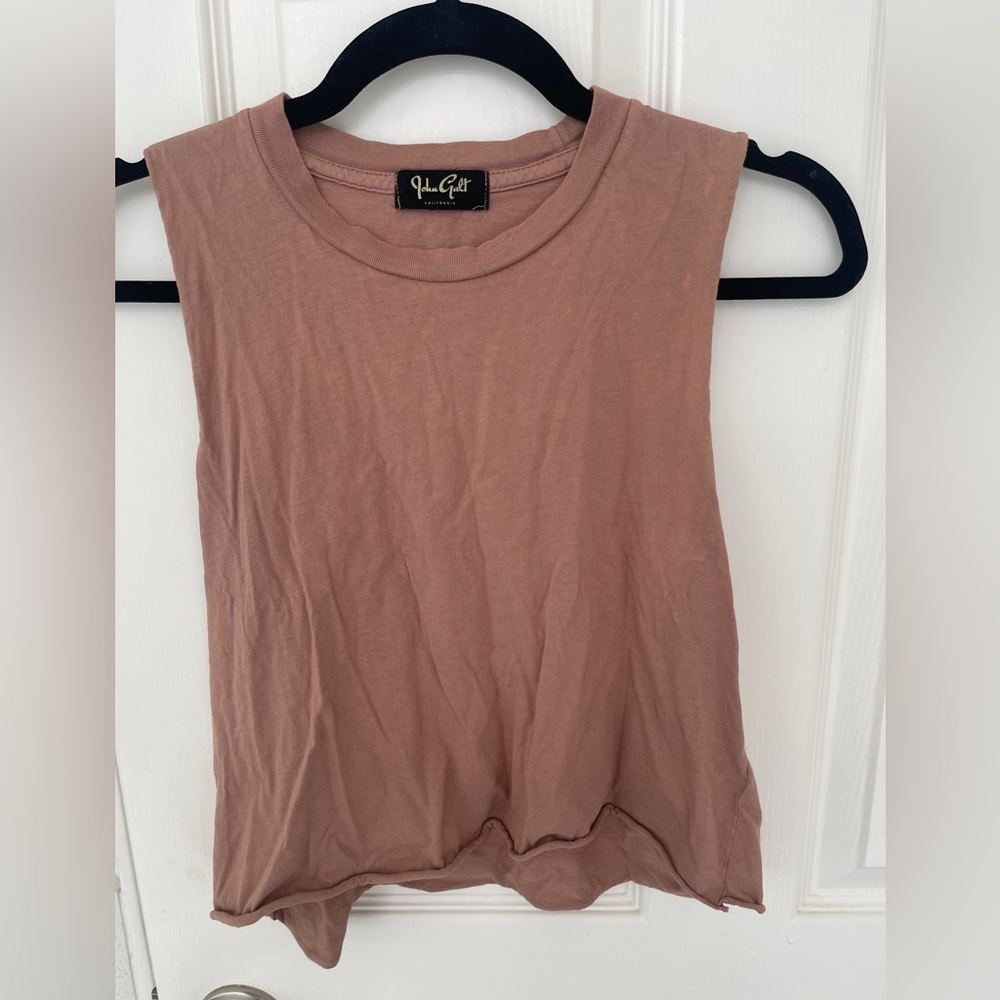 John Galt California Dusty Brown Crop Tank Top One Size